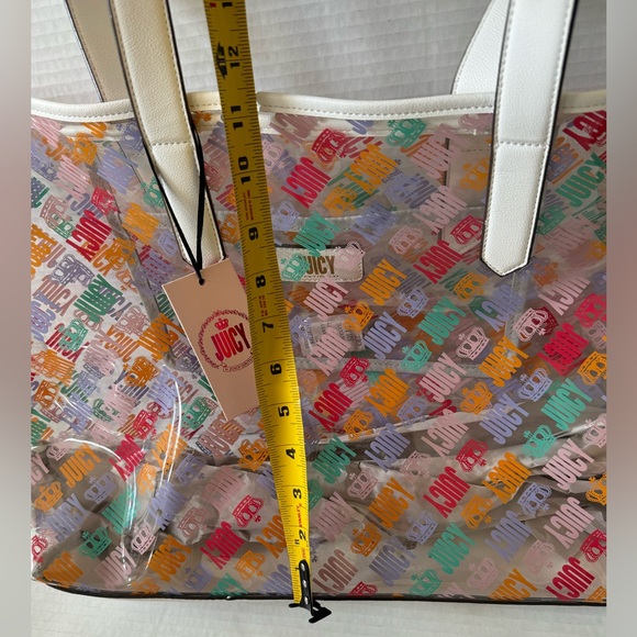 NWT JUICY by JUICY COUTURE Clear Logo Print Beach Tote Bag Purse Y2k - Picture 4 of 8
